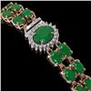 Image 2 : 19.57 ctw Emerald & Diamond Bracelet 14K Rose Gold - REF-263A6N