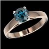 Image 2 : 1.28 ctw Certified Intense Blue Diamond Engagment Ring 10k Rose Gold - REF-120W3H