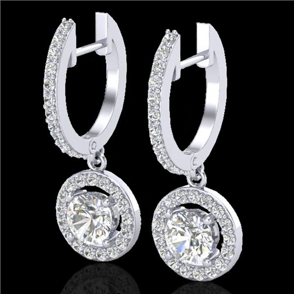 1.75 ctw Micro Pave VS/SI Diamond Certified Earrings 18k White Gold - REF-219M8G