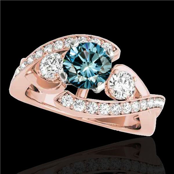 1.76 ctw SI Certified Fancy Blue Diamond Bypass Ring 10k Rose Gold - REF-170W5H