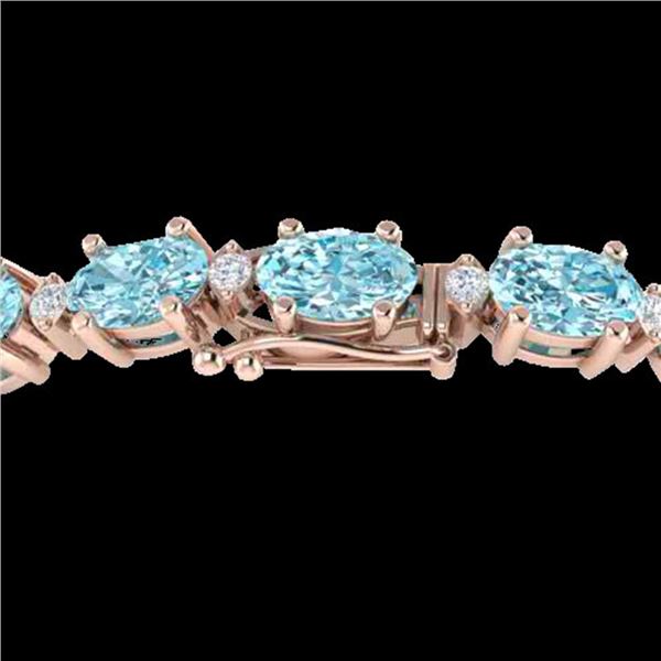14 ctw Sky Blue Topaz & VS/SI Diamond Eternity Bracelet 10k Rose Gold - REF-80F2M