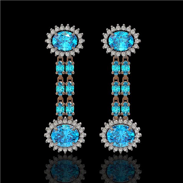 9.85 ctw Swiss Topaz & Diamond Earrings 14K Rose Gold - REF-145Y3X