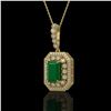 Image 1 : 7.18 ctw Certified Emerald & Diamond Victorian Necklace 14K Yellow Gold - REF-172H8R