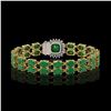 Image 3 : 19.85 ctw Emerald & Diamond Bracelet 14K Yellow Gold - REF-245M5G