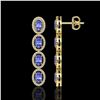 Image 2 : 6.09 ctw Tanzanite & Diamond Micro Pave Halo Earrings 10k Yellow Gold - REF-143Y6X