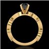 Image 3 : 1.01 ctw Fancy Black Diamond Engagment Art Deco Ring 18k Yellow Gold - REF-87F3M