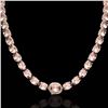 Image 2 : 42.25 ctw Morganite & Diamond Eternity Micro Necklace 14k Rose Gold - REF-490W9H