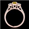 Image 2 : 3.25 ctw SI/I Fancy Intense Yellow Diamond 3 Stone Ring 10k Rose Gold - REF-295K9Y