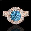 Image 2 : 1.33 ctw Fancy Intense Blue Diamond Art Deco Ring 18k Rose Gold - REF-227R3K