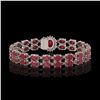 Image 3 : 19.57 ctw Ruby & Diamond Bracelet 14K White Gold - REF-263X6A