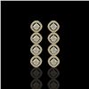 3.84 ctw Cushion Cut Diamond Micro Pave Earrings 18K Yellow Gold - REF-337G5W