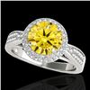 1.65 ctw Certified SI/I Fancy Intense Yellow Diamond Ring 10k White Gold - REF-204A5N