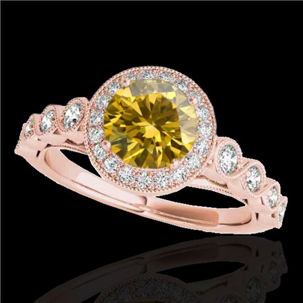 1.50 ctw Certified SI/I Fancy Intense Yellow Diamond Ring 10k Rose Gold - REF-204A5N