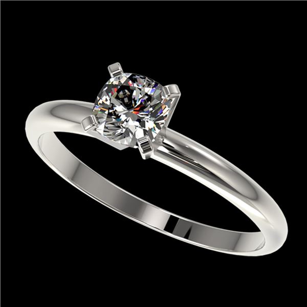 0.50 ctw Certified VS/SI Quality Cushion Cut Diamond Ring 10k White Gold - REF-60X3A