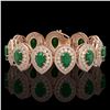 56.04 ctw Emerald & Diamond Victorian Bracelet 14K Rose Gold - REF-1745X5A
