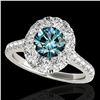 2 ctw SI Certified Blue Diamond Solitaire Halo Ring 10k White Gold - REF-158F2M