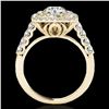 Image 2 : 2.3 ctw Certified Diamond Solitaire Halo Ring 10k Yellow Gold - REF-286N4F