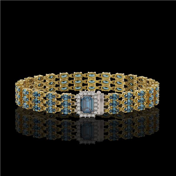 26.02 ctw London Topaz & Diamond Bracelet 14K Yellow Gold - REF-318K2Y