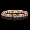 Image 2 : 10.8 ctw Princess Cut Diamond Micro Pave Bracelet 18K Rose Gold - REF-923F9M