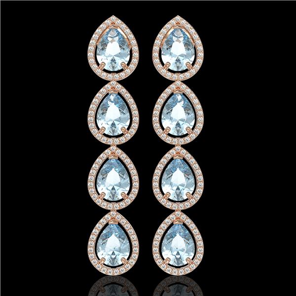 10.4 ctw Sky Topaz & Diamond Micro Pave Halo Earrings 10k Rose Gold - REF-172W8H