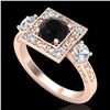 1.55 ctw Fancy Black Diamond Art Deco 3 Stone Ring 18k Rose Gold - REF-149M3G