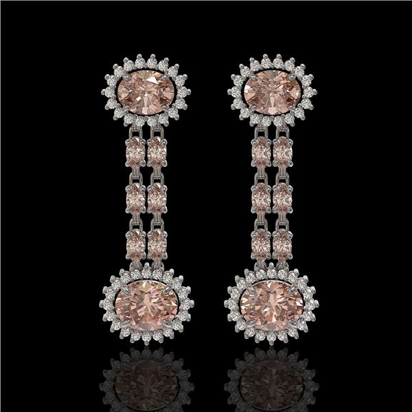 8.35 ctw Morganite & Diamond Earrings 14K White Gold - REF-227M3G