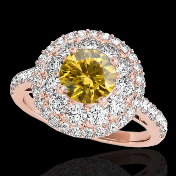 2.09 ctw Certified SI/I Fancy Intense Yellow Diamond Ring 10k Rose Gold - REF-231G8W