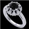 1.65 ctw Fancy Black Diamond Art Deco Micro Pave Ring 18k White Gold - REF-132M8G