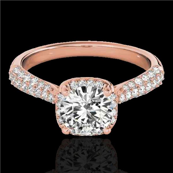 1.50 ctw Certified Diamond Solitaire Halo Ring 10k Rose Gold - REF-204H5R