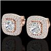 2.16 ctw Micro Pave VS/SI Diamond Earrings Halo 14k Rose Gold - REF-238X2A