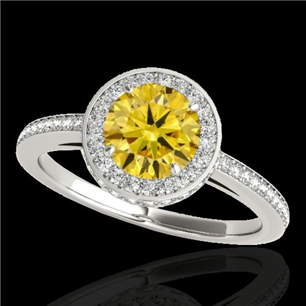 1.55 ctw Certified SI/I Fancy Intense Yellow Diamond Ring 10k White Gold - REF-197A8N