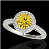 Image 1 : 1.55 ctw Certified SI/I Fancy Intense Yellow Diamond Ring 10k White Gold - REF-197A8N