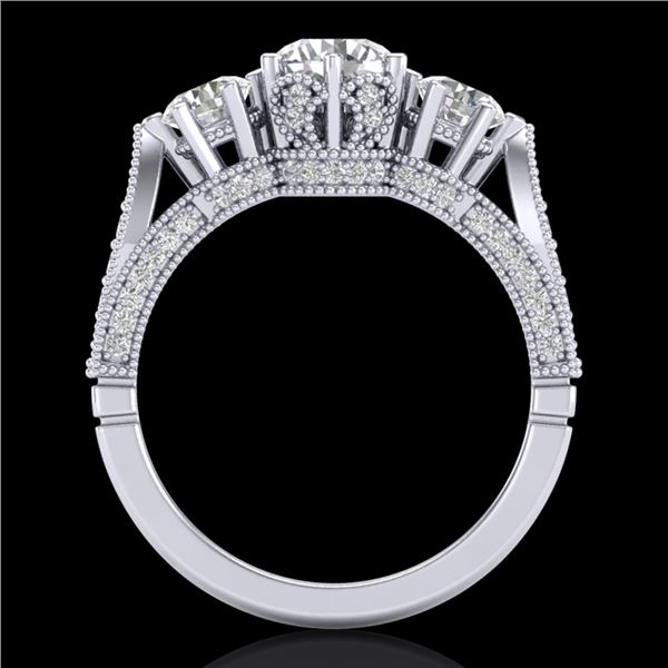 2.18 ctw VS/SI Diamond Art Deco 3 Stone Ring 18k White Gold - REF-244A5N
