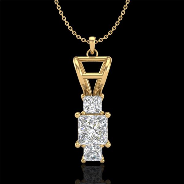 1.54 ctw Princess VS/SI Diamond Art Deco Necklace 18k Yellow Gold - REF-418G2W