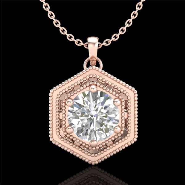 0.76 ctw VS/SI Diamond Solitaire Art Deco Stud Necklace 18k Rose Gold - REF-178N2F