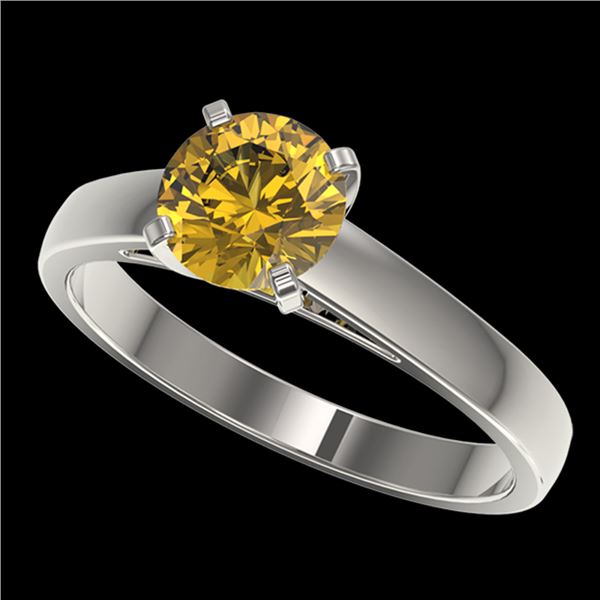 1.29 ctw Certified Intense Yellow Diamond Solitaire Ring 10k White Gold - REF-208R6K