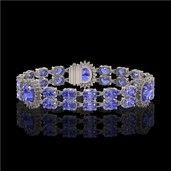 17.83 ctw Tanzanite & Diamond Bracelet 14K White Gold - REF-280A2N