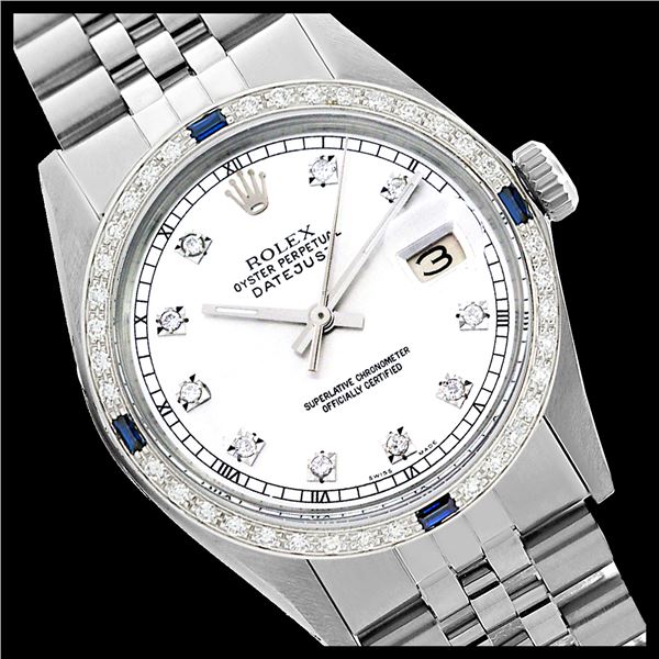 Rolex Ladies Stainless Steel, Diam Dial & Diam/Sapphire Bezel, Sapphire Crystal