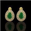 Image 1 : 9.74 ctw Certified Emerald & Diamond Victorian Earrings 14K Yellow Gold - REF-309X3A