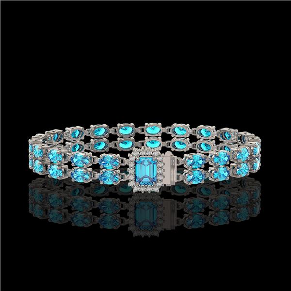 17.24 ctw Swiss Topaz & Diamond Bracelet 14K White Gold - REF-236X4A