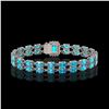 Image 3 : 17.24 ctw Swiss Topaz & Diamond Bracelet 14K White Gold - REF-236X4A