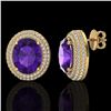 Image 2 : 8 ctw Amethyst & Micro Pave VS/SI Diamond Earrings 18k Yellow Gold - REF-150Y5X