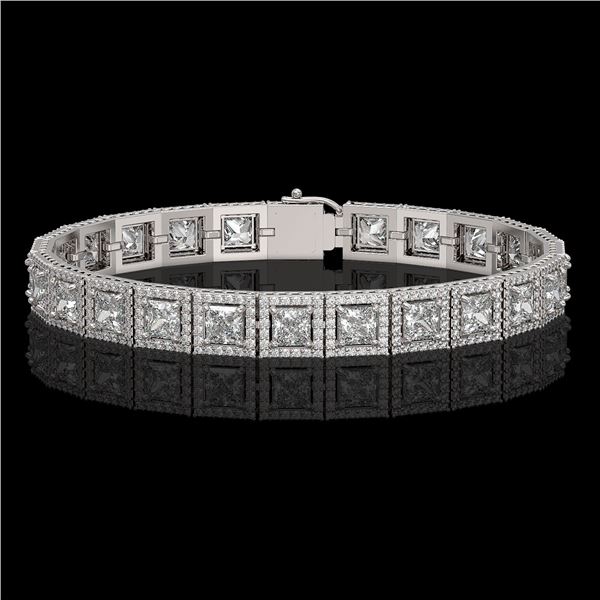 15.87 ctw Princess Cut Diamond Micro Pave Bracelet 18K White Gold - REF-2171K9Y