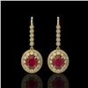 Image 1 : 9.25 ctw Certified Ruby & Diamond Victorian Earrings 14K Yellow Gold - REF-249H6R