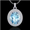 5 ctw Sky Blue Topaz & Micro Pave Diamond Necklace 18k White Gold - REF-92K5Y