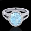 3 ctw Aquamarine & Micro VS/SI Diamond Halo Ring 18k White Gold - REF-83M6G