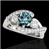 1.76 ctw SI Certified Fancy Blue Diamond Bypass Ring 10k White Gold - REF-170M5G