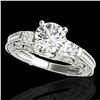 1.38 ctw Certified Diamond Solitaire Antique Ring 10k White Gold - REF-201N8F