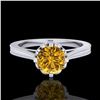 Image 2 : 1.14 ctw Intense Fancy Yellow Diamond Art Deco Ring 18k White Gold - REF-218A2N