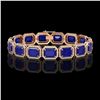 38.61 ctw Sapphire & Diamond Micro Pave Halo Bracelet 10k Rose Gold - REF-392X4A